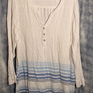 J. Jill White and Blue Ombre Button Down Shirt